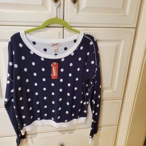 Arizona Jeans Navy blue with white polka dot sweater women